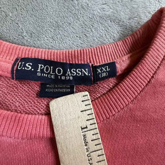 US Polo Assn Sweater Boys 2XL Red Blue Crewneck Pullover Dip Dye Logo Preppy - Picture 3 of 13